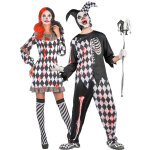 Dguisement de couple arlequins ensanglants adulte