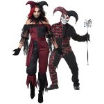 Dguisement de couple arlequin et joker psychopathes adulte