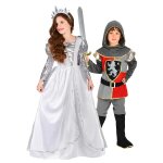 Dguisement de couple chevalier et princesse voilage enfant