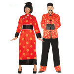 Dguisement de couple chinois rouge adulte