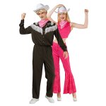 Dguisement de couple complet cowboy noir et rose adultes
