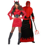 Dguisement de couple diablesse et diable dmoniaque rouge halloween adulte