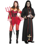 Dguisement de couple diablesse sexy et moine dmoniaque halloween adulte