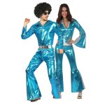 Dguisement de couple disco bleu brillant adultes