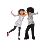 Dguisement de couple disco paillettes argent enfant