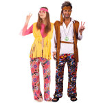 Dguisement de couple de hippies multicolores