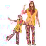 Dguisement de couple hippie muticolore mre et fille