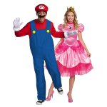 Dguisement de couple mario et princesse peach adulte