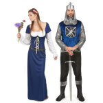 Dguisement de couple mdival bleu adulte