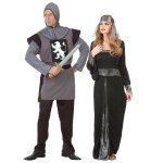Dguisement de couple mdival gris et noir adulte