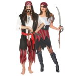 Dguisement de couple pirate corsaire dentel adultes