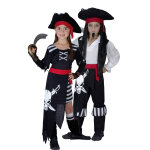 Dguisement couple pirates noirs et blancs enfants