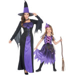 Dguisement de couple sorcires violettes mre - fille halloween
