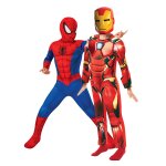Dguisement de couple spiderman et iron man enfants