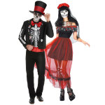 Dguisement de couple squelette dia de los muertos halloween adulte