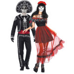 Dguisement de couple squelette mexicain dia de los muertos halloween adulte