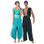 Dguisement de couple sultan et princesse bleu adultes