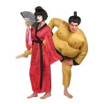 Dguisement de couple sumo et geisha adultes