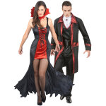 Dguisement de couple vampire halloween rouge et noir adulte