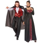 Dguisement de couple vampire terrifiants rouge halloween adulte