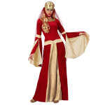 Dguisement dame mdivale rouge et or femme