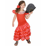 Dguisement danseuse flamenco rouge  pois blanc fille