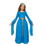 Dguisement avec diadme princesse mdivale bleue fille