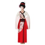 Dguisement geisha rouge et blanc femme