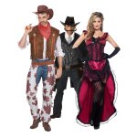 Dguisement de groupe cowboys et danseuses de saloon adultes