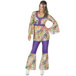 Dguisement hippie fleuri et violet femme