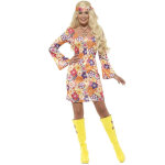 Dguisement hippie flower orange femme