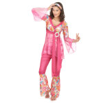 Dguisement hippie flower rose femme