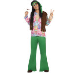 Dguisement hippie homme vert et fleurs