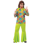 Dguisement hippie vert avec symboles colors homme