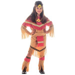 Dguisement indienne marron et rouge fille