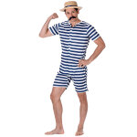 Dguisement maillot de bain rtro ray bleu et blanc homme