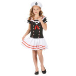 Dguisement marin noir et blanc fille