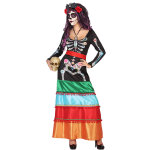 Dguisement mexicaine color long femme dia de los muertos