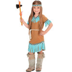 Dguisement petite indienne marron et bleue fille