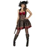 Dguisement pirate baroque rouge et noir femme