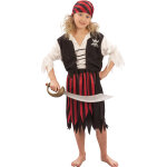 Dguisement pirate corsaire noir et rouge fille