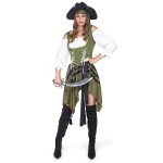Dguisement pirate flibustire vert femme