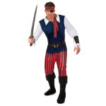Dguisement pirate rayures rouges et noires homme