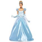 Dguisement princesse robe bleu satin femme