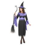 Dguisement sorcire violette avec chapeau femme halloween