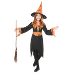 Dguisement sorcire orange et noire fille