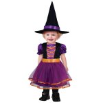 Dguisement sorcire violette et orange bb
