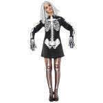 Dguisement squelette noir et blanc femme halloween