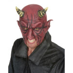 Demi masque latex dmon  corne adulte halloween