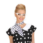 �charpe blanche satin�e � pois noirs